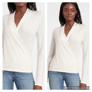 Banana Republic Threadsoft Wrap Top NWT White Sz Medium